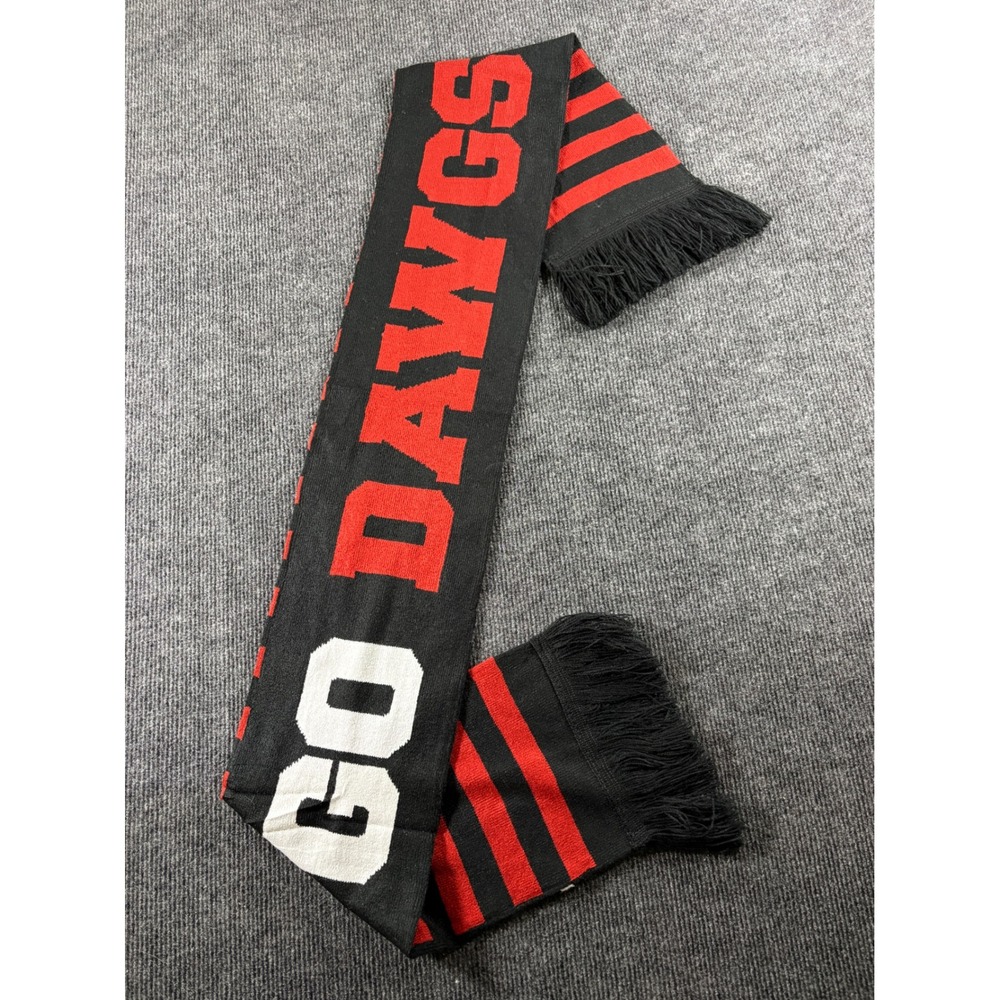 Georgia Bulldogs UGA Go Dawgs Modelo Knit Scarf Black Red Striped NCAA Football
